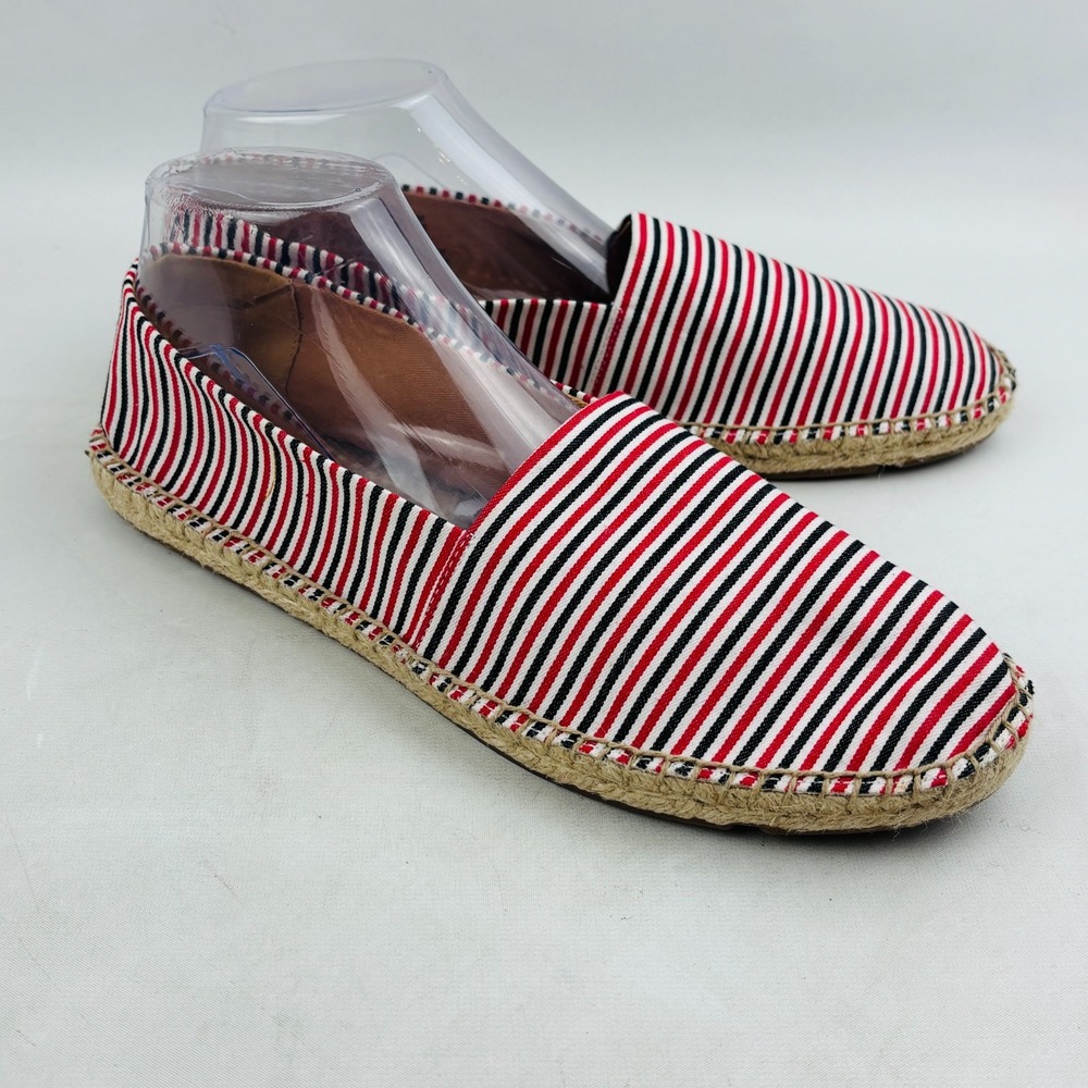 J.Crew Striped Canvas Espadrille Womens 9.5 Red White Blue Slip On Shoes AW595‎